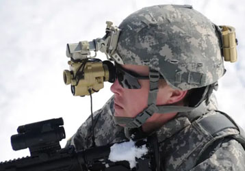 How many meters can a night vision device observe?